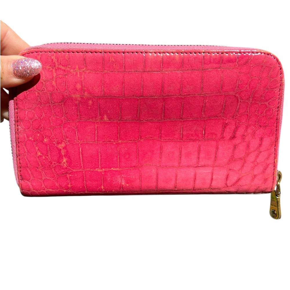 Miu Miu Pink Crocodile-Embossed Wallet - Picture 3 of 10
